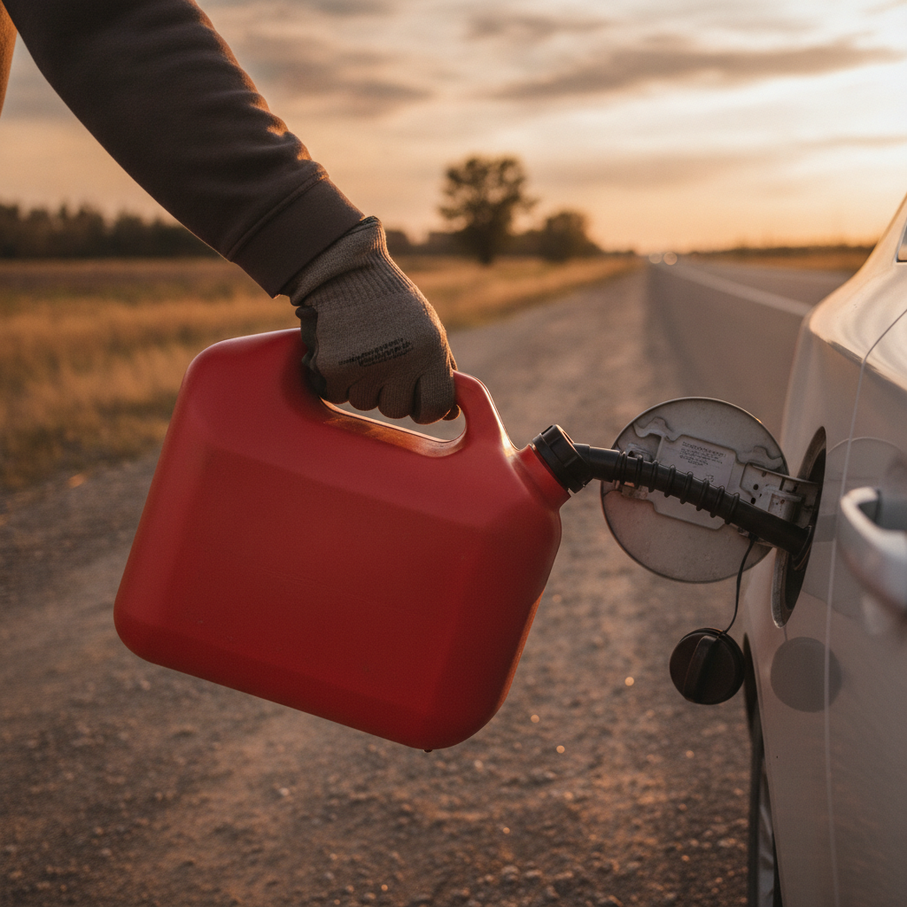 Fuel Delivery Service using gas container, hand only